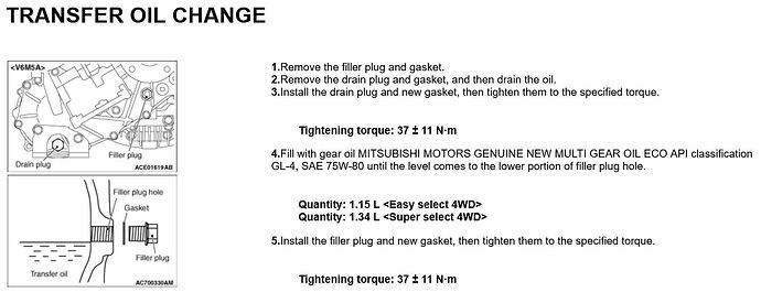 tcase L200 KK-KL oil fill