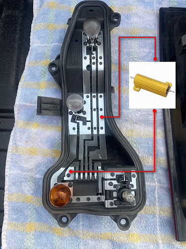 Branchement résistance antierreur sur clignotant feux arrières gauche (conducteur) VW AMAROK V6 TDI 2019